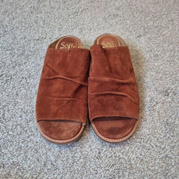 Sofft Netta Sandals Brown Leather Suede Slip On Sandal Size 8 - Picture 2 of 6